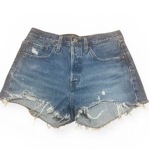 Levi’s 501 Premium Cut-Off Denim Shorts | Distressed High Rise Button Fly, XS